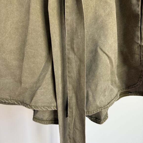 Express sz S Olive Green Linen Blend High Rise Belted Paperbag Shorts - Picture 3 of 9